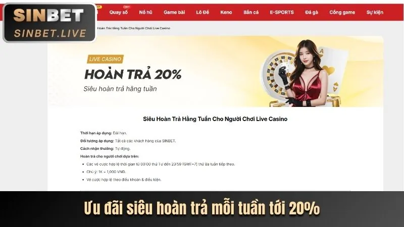 Nhà cái SINBET tặng tiền trải nghiệm
